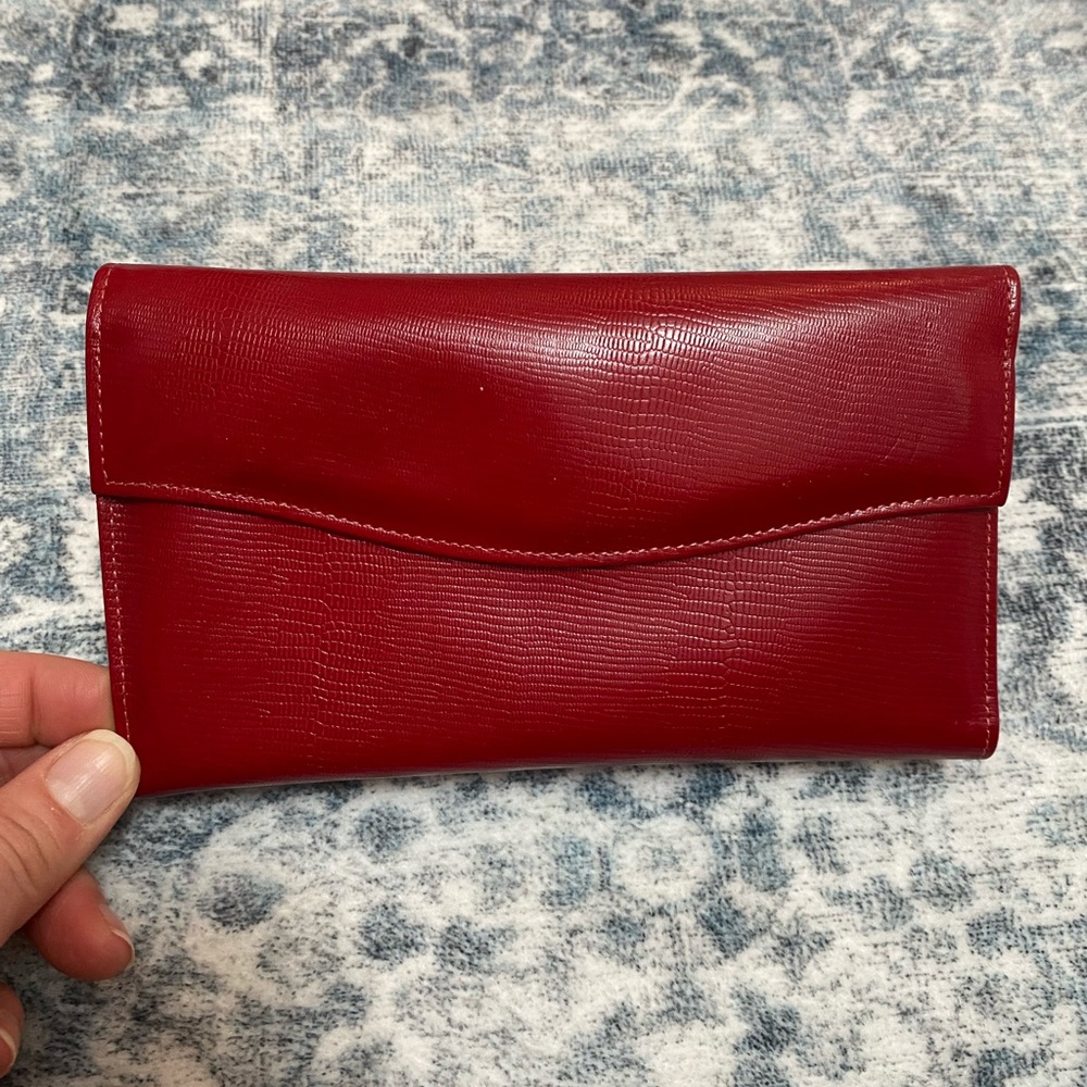 Vintage Rolfs Elegant Red Leather Wallet w Checkbook Cover